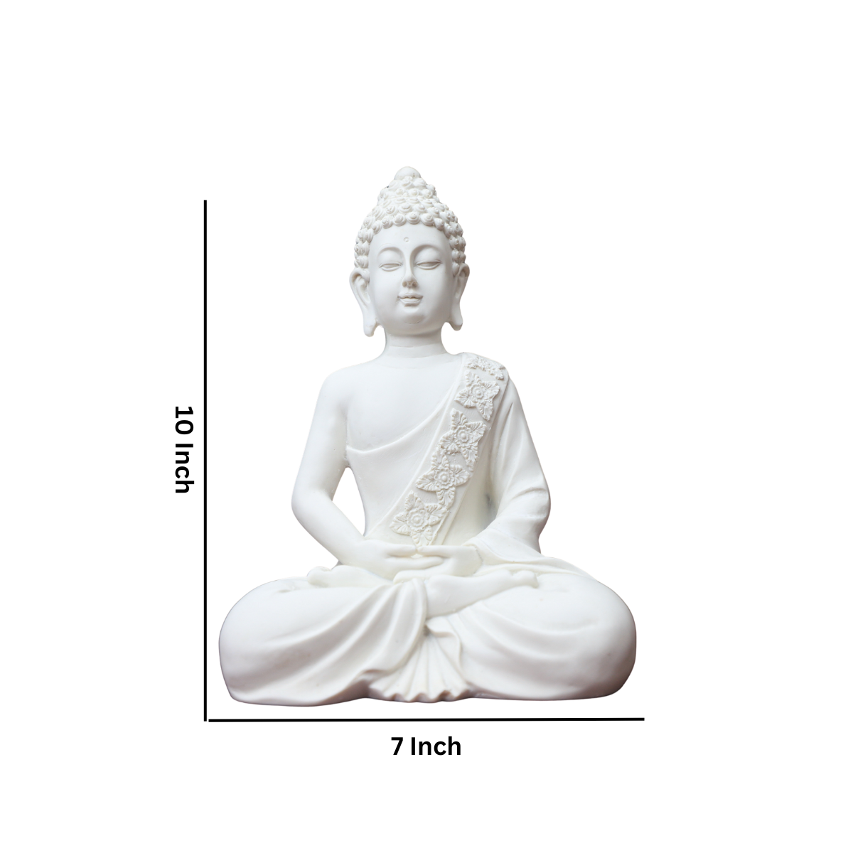 Polymarble White Meditation Buddha Statue
