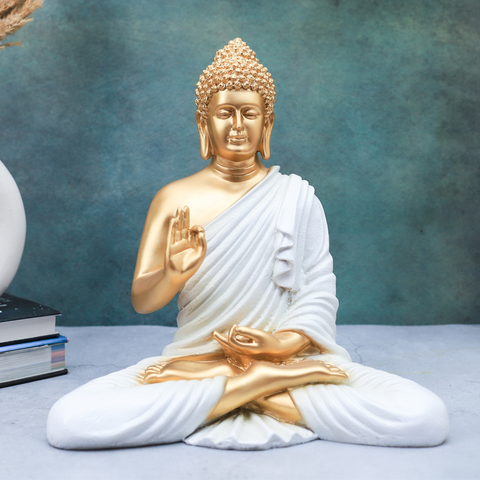 Polystone Golden White Buddha Statue