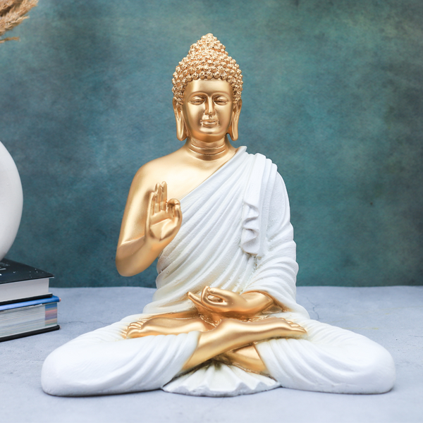 Polymarble Golden White Buddha Statue