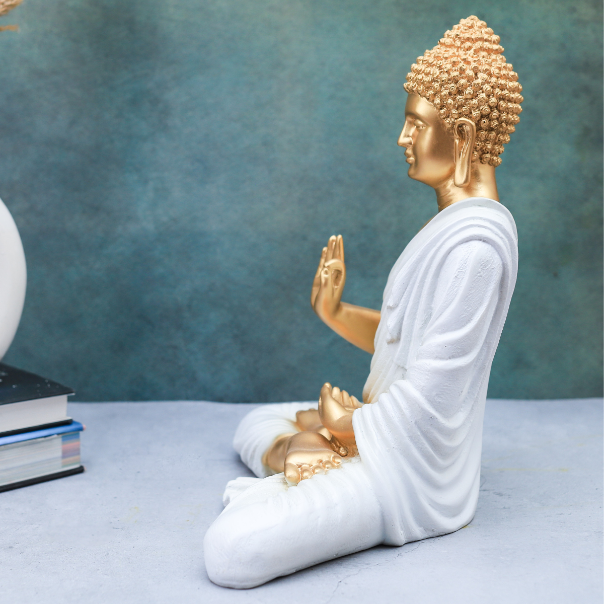 Polymarble Golden White Buddha Statue
