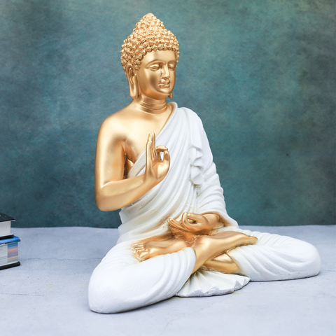 Polystone Golden White Buddha Statue