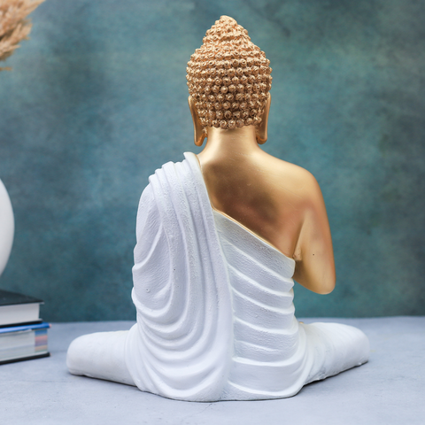 Polystone Golden White Buddha Statue