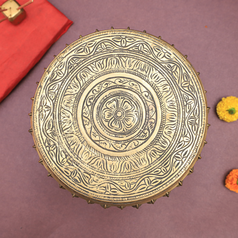 Brass Pedestal Chowki With Ghungroos