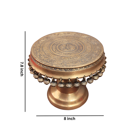 Brass Pedestal Chowki With Ghungroos