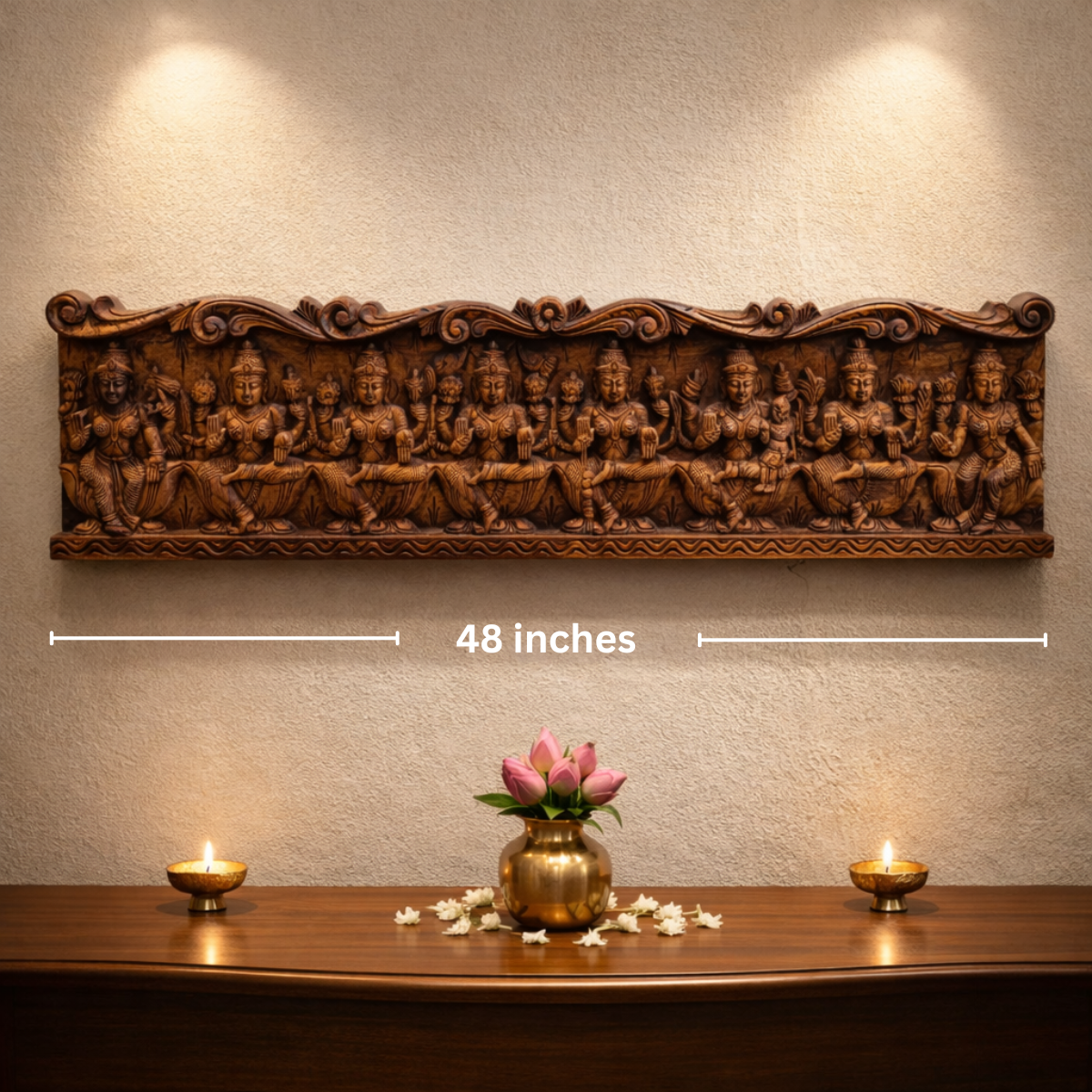 Decorative Ashta Lakshmi wooden wall panel for home decor