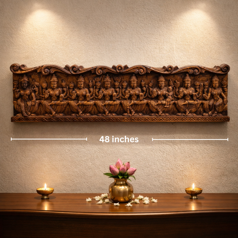 Decorative Ashta Lakshmi wooden wall panel for home decor