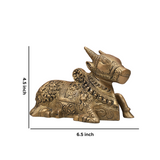 Decorative brass Nandi Maharaj statue ideal for home and mandir with dimension.