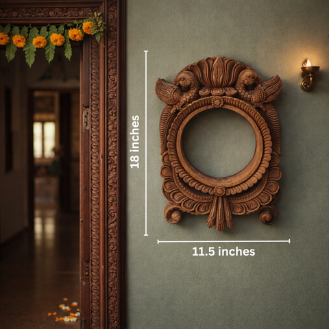 Decorative parrot wooden round wall frame 18 inch wall decor