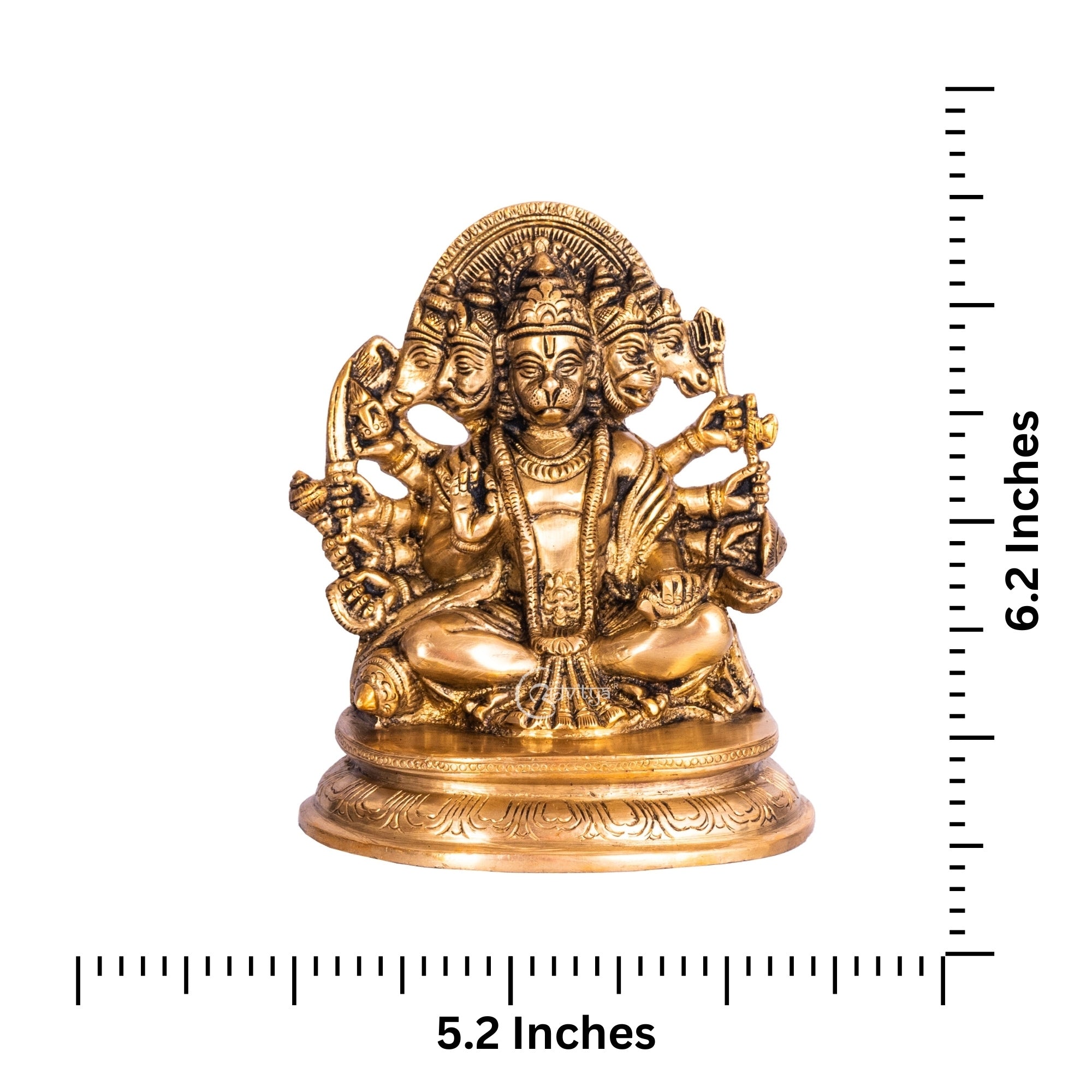 detailed Panchamukhi Hanuman brass idol ideal for home temple, pooja room, and spiritual décor