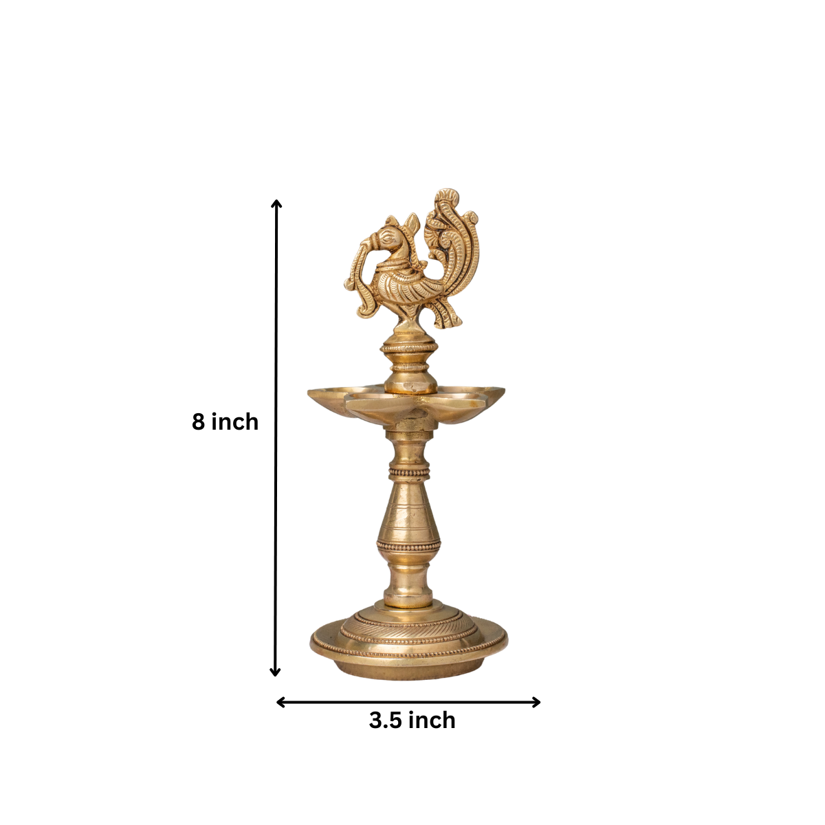Brass Peacock Oil Lamp Stand With 5 diya  pair