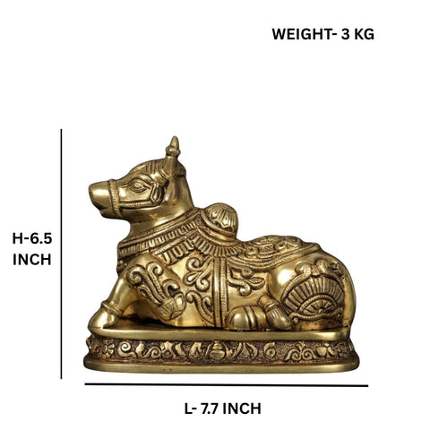 dimension Brass Nandi Maharaj Statue 3.5 inch sacred vehicle of Lord Shiva