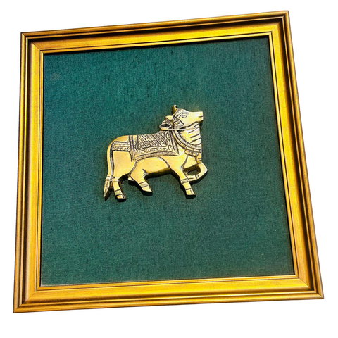 Brass Cow Wall Hanging With Frame