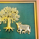 Brass Wall Hanging Cow Pair & Tree With Frame