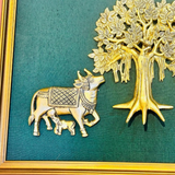 Brass Wall Hanging Cow Pair & Tree With Frame