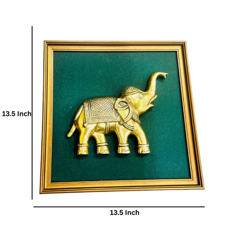 Brass Wall Hanging Elephant With Frame