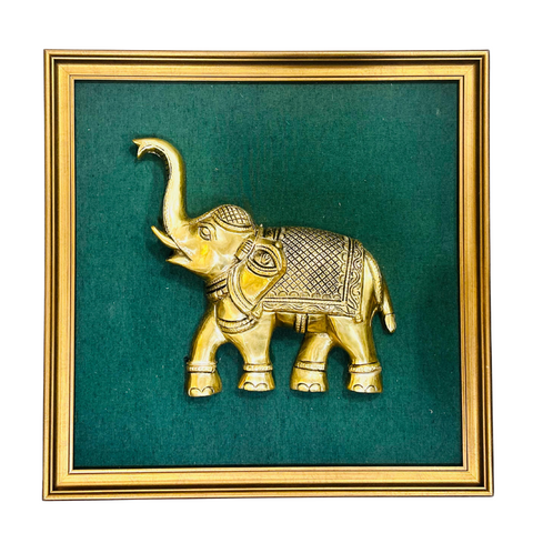 Brass Elephant Wall Hanging With Frame