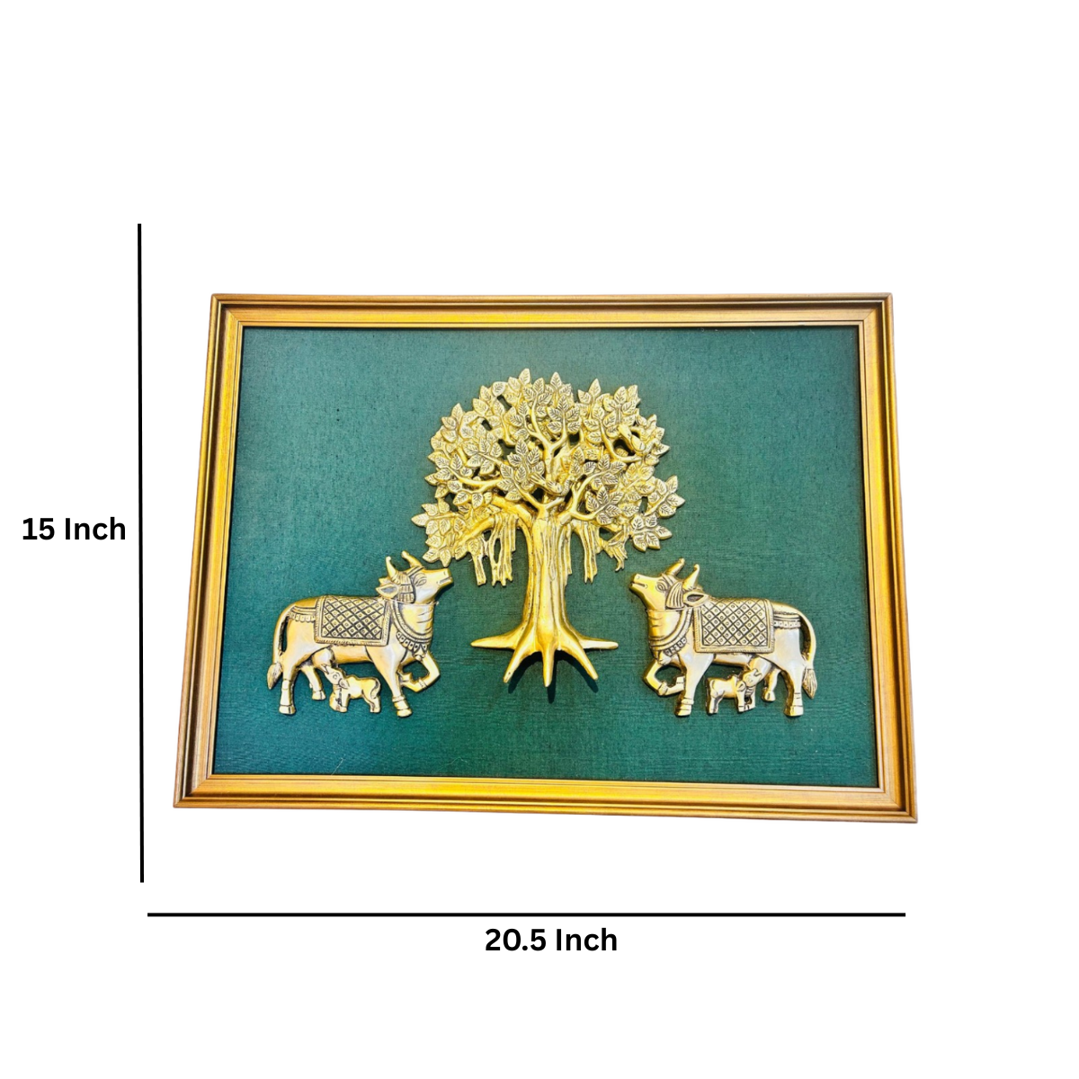 Brass Wall Hanging Cow Pair & Tree With Frame