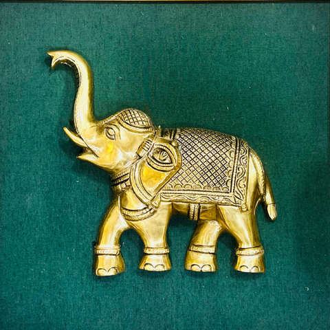 Brass Elephant Wall Hanging With Frame