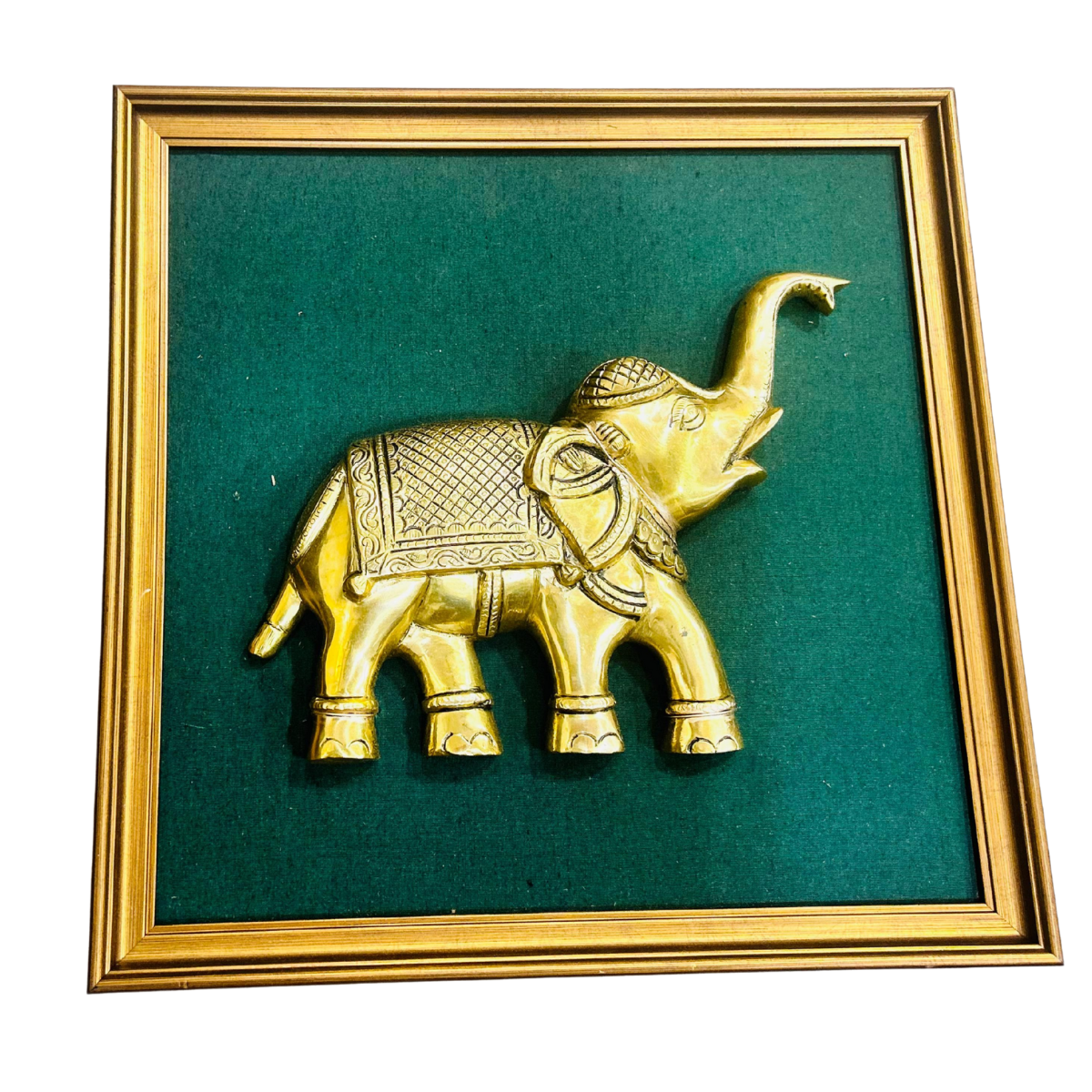 Brass Wall Hanging Elephant With Frame