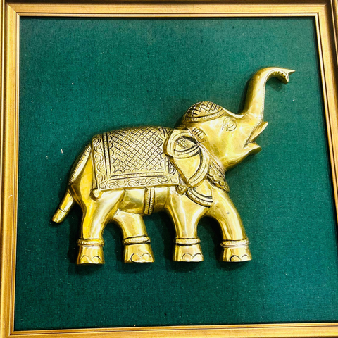 Brass Wall Hanging Elephant With Frame