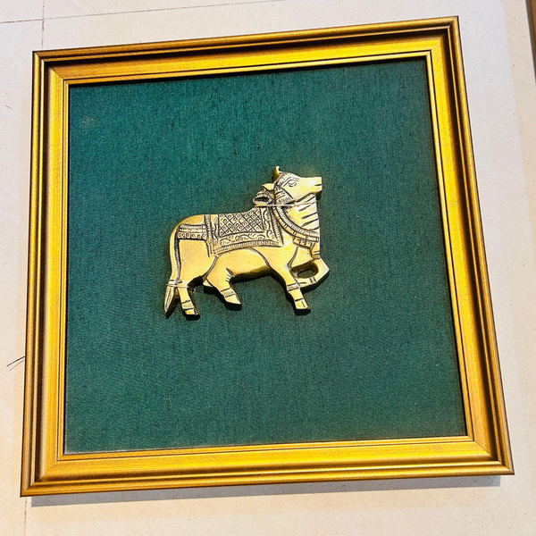 Brass Cow Wall Hanging With Frame
