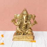 3.2-inch Ganesh Idol in brass for pooja