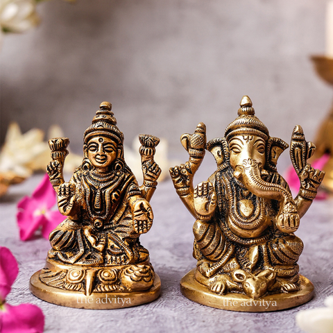 Brass Ganesh Laxmi murti