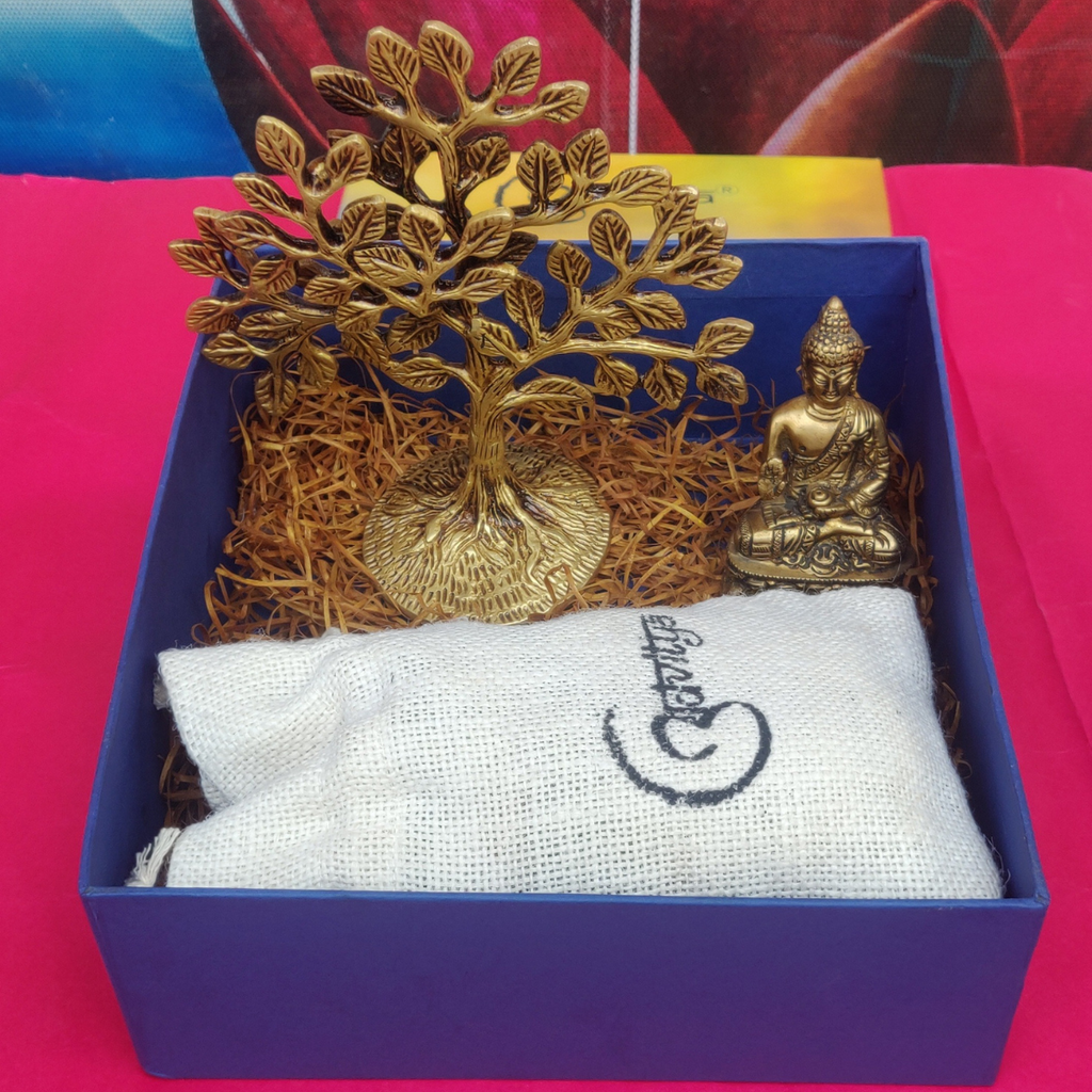 Diwali Hamper with brass buddha & Tree of Life and Almonds (75 to 100g)