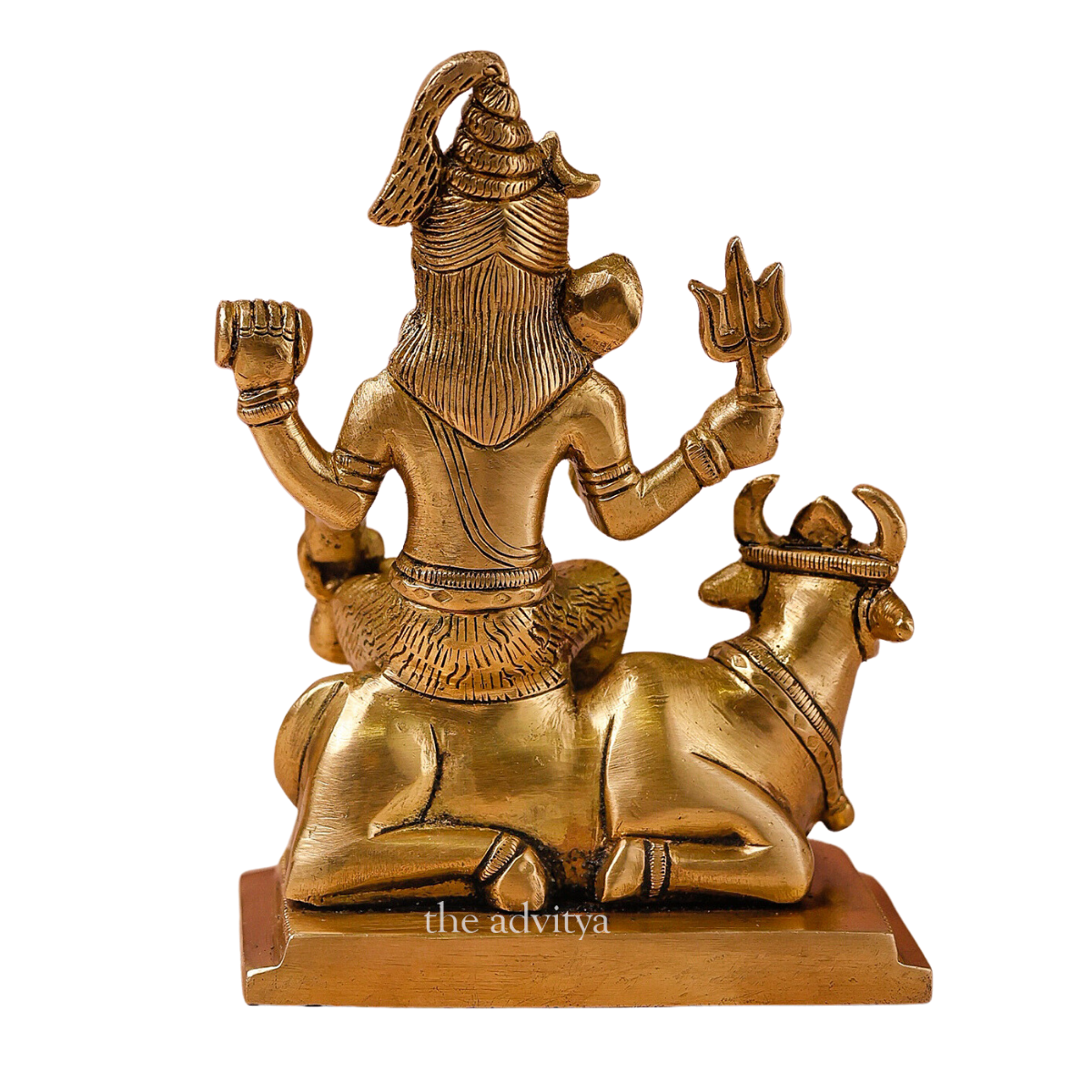handcrafted Lord Shiva idol with Nandi showing sculpted back details.