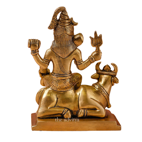 handcrafted Lord Shiva idol with Nandi showing sculpted back details.
