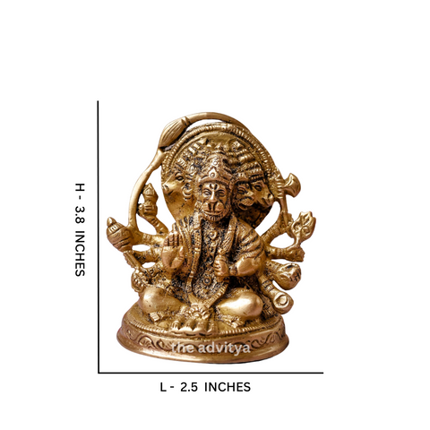 Brass Panchmukhi Hanuman Murti dimensions and size guide for placement.