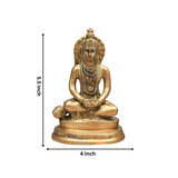 Close-up detail dimension of brass Hanuman statue set of 3 highlighting fine carving and devotional craftsmanship