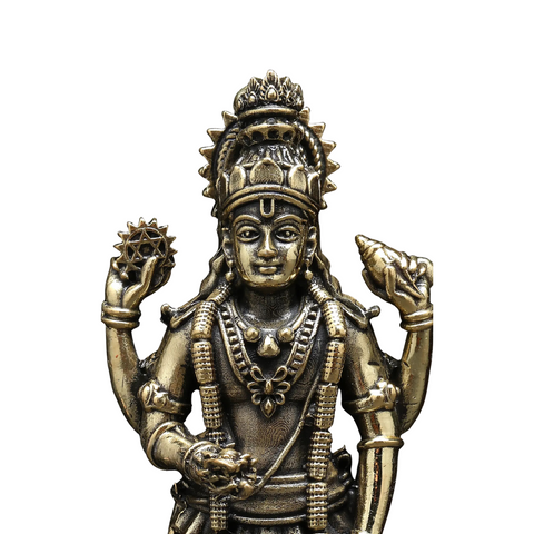 Superfine Lord Vishnu Idol Standing on Lotus | Brass Statue
