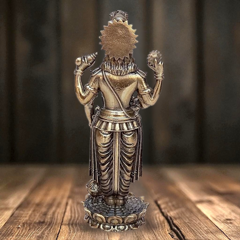 Superfine Lord Vishnu Idol Standing on Lotus | Brass Statue
