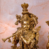 Close-up view of Brass Krishna Idol, highlighting facial expressions and craftsmanship