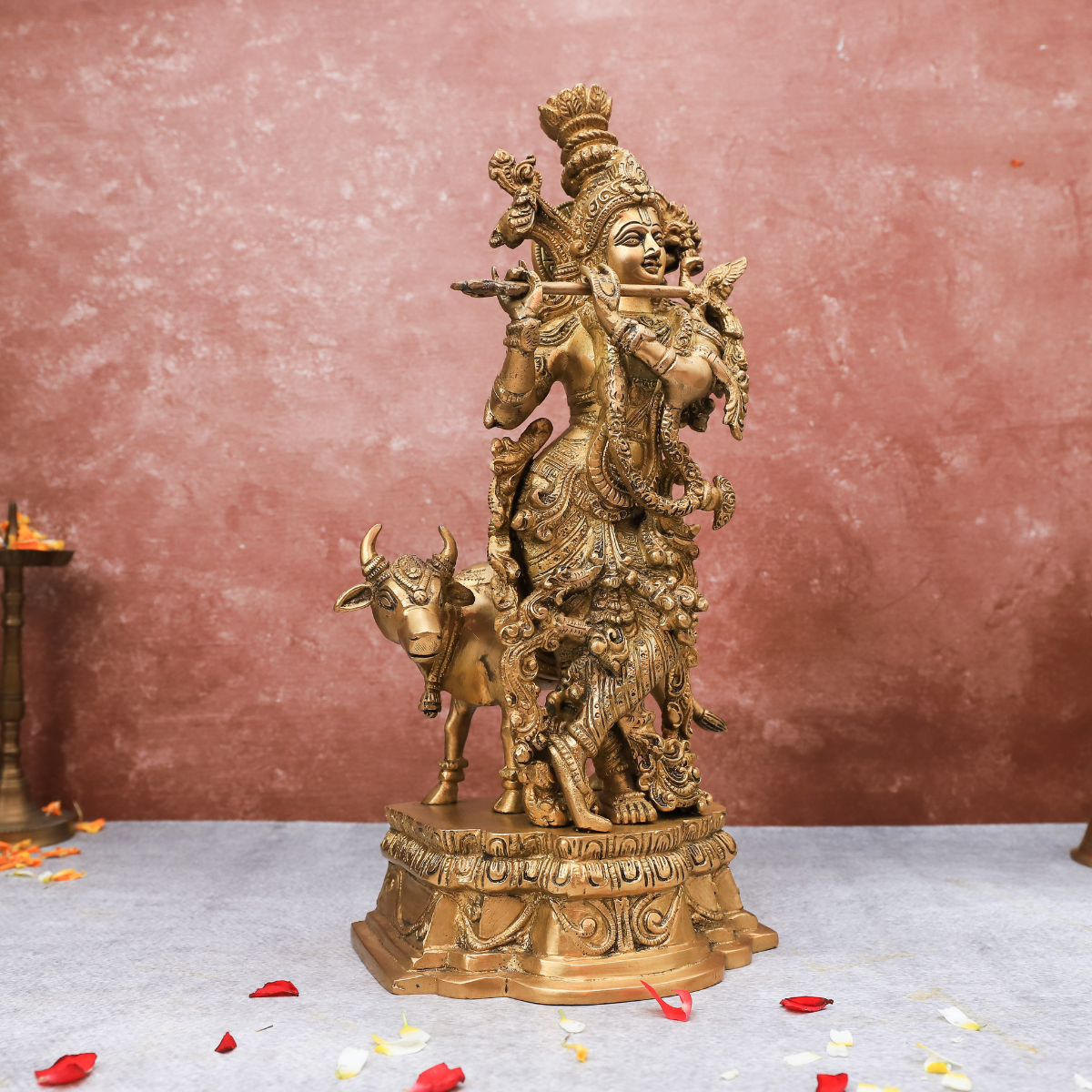 Large Lord Krishna With Cow Idol