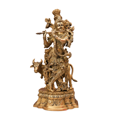 Large Lord Krishna With Cow Idol