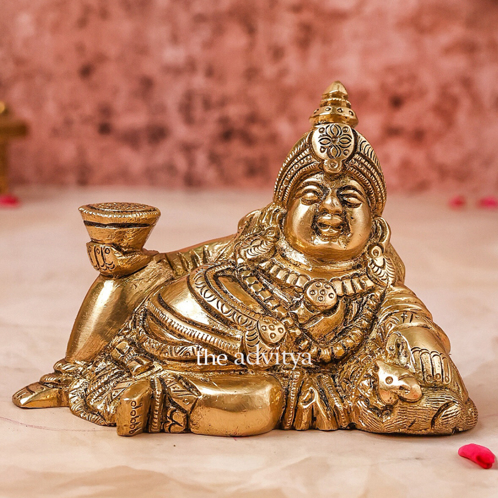 Kubera Murti reclining form front view symbolizing abundance and good fortune.