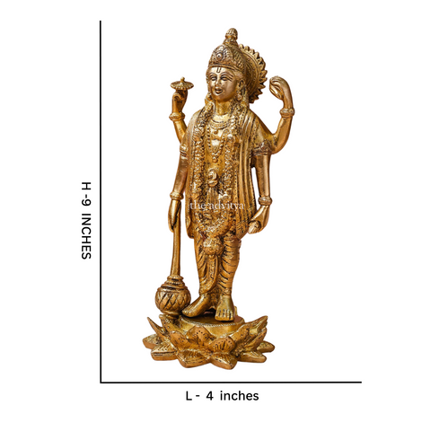 Visnhu,Nraayan,Hari,Pradyumna,Kamala-Natha,Vishnu Narayann Idol Holding Gada on Lotus