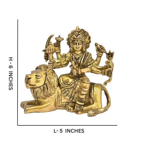 Nava Durgaa,Mahadevi,Katyayani,Mahadevi,Durga ma,Ambika,Chandi,Brass Goddess Durga Sitting On Lion