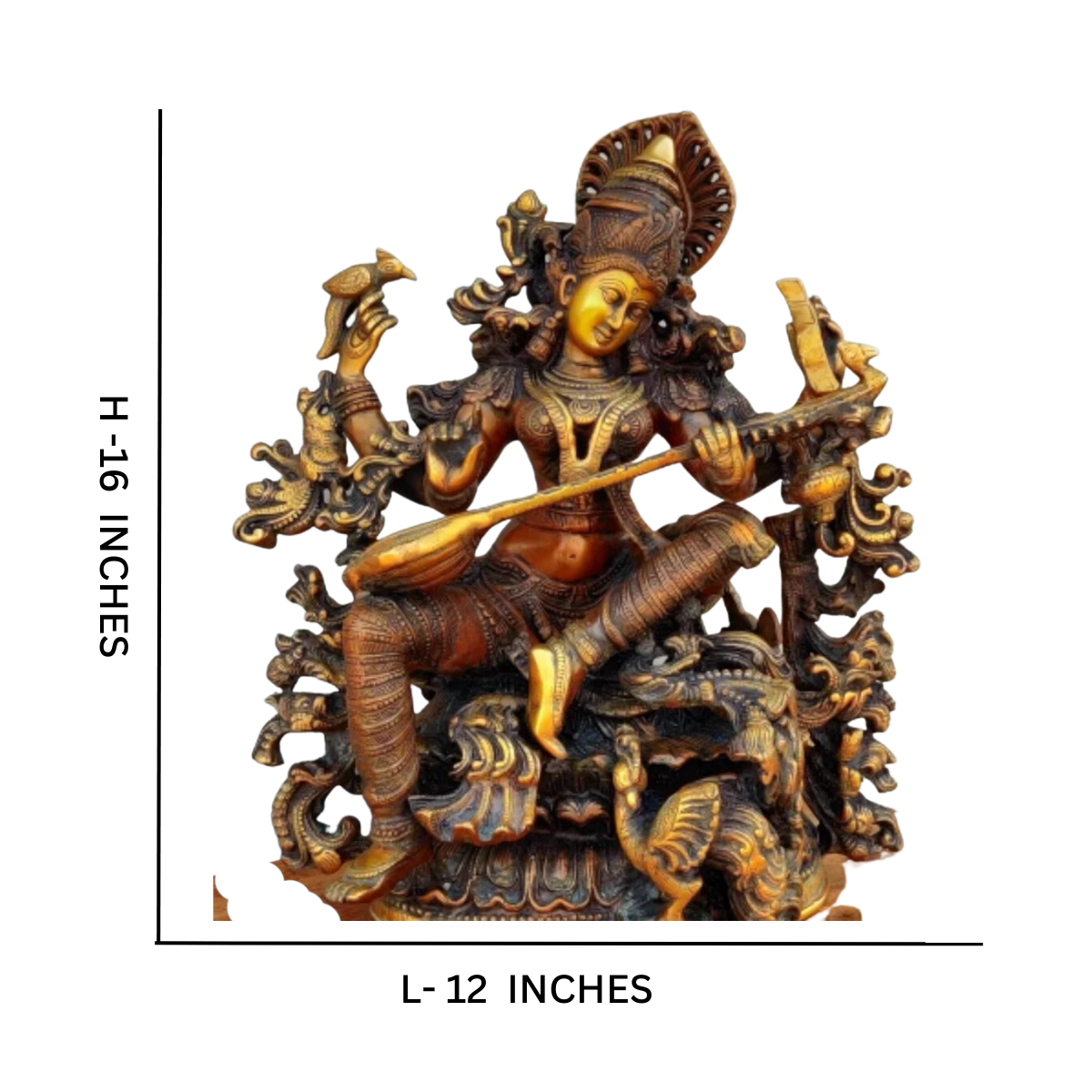 Vidyadati,saraswati,vanda devi,Saraswati Mata,Brahmani,Hansvahini,vinavadni,Brass Saraswati Brown color