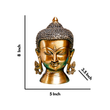 Detail dimension view of serene Buddha head with detailed hair design