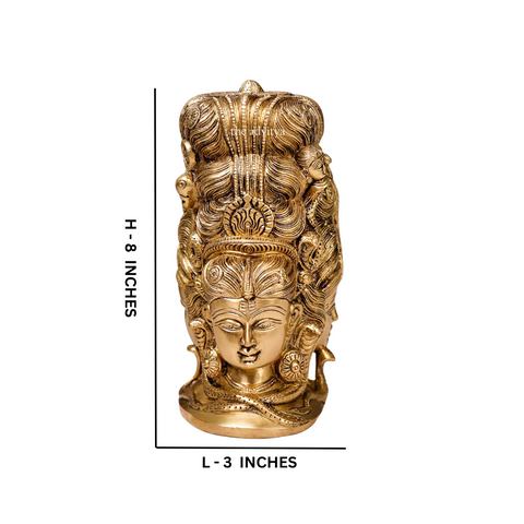Brass Lord Shiva statue behind Parvati showing size and dimensions.