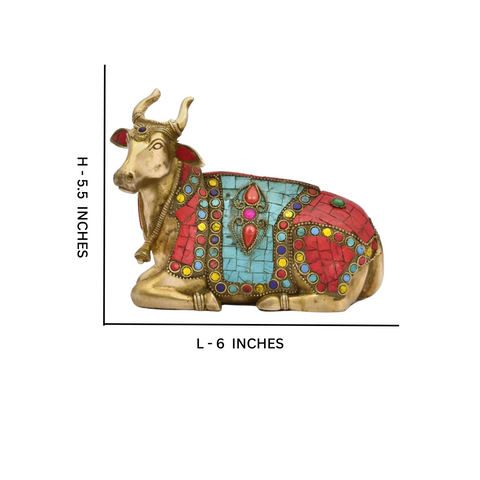 Nandi Bull Mosaic Stone Statue with artistic detailing and dimension.