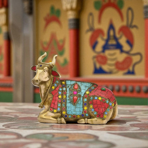Nandi Bull Mosaic Stone Statue front view with close mosaic work.