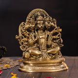 Panchamukhi Hanuman brass idol ideal for home temple, pooja room, and spiritual décor.
