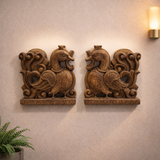 Peacock wall panel pair Annapakshi in wood 12 inch for home decor