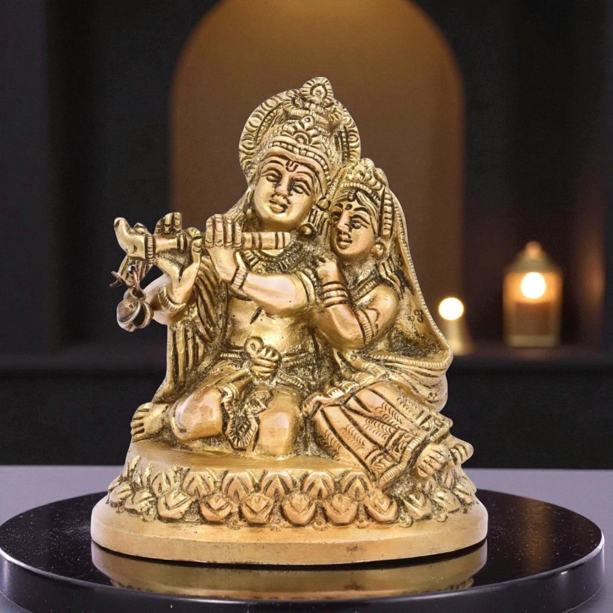 Radha Krishna murti front view for home temple.