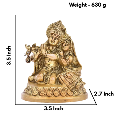 Radha Krishna murti placed in home temple for daily worship with detail dimension.