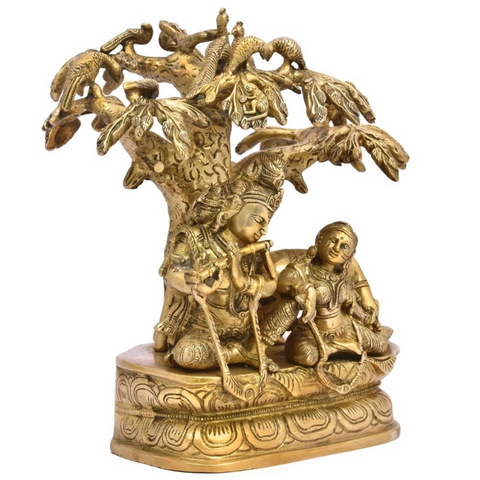 Radha Krishna statue right side view, ideal for Vastu decor.